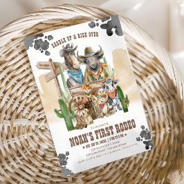 First Rodeo 1st Birthday Cute Animals Wild West Inbjudningar