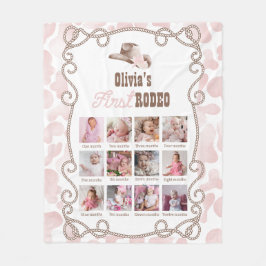 First Rodeo 1st Birthday Dusty Pink Photo Sign Fleecefilt