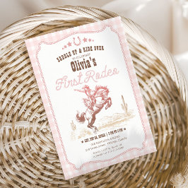 First Rodeo 1st Birthday Pink Western Inbjudningar