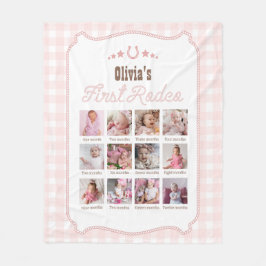 First Rodeo 1st Birthday Pink Western Photo Sign Fleecefilt