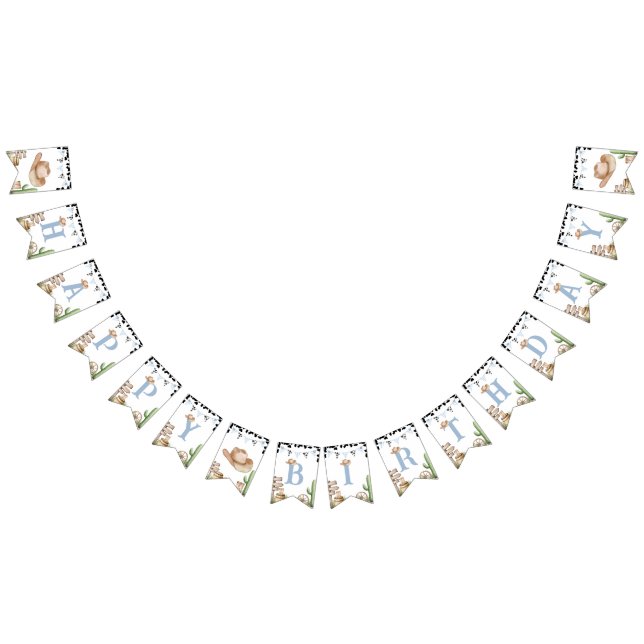 First Rodeo Birthday Bunting Banner Decor Vimplar (Alla)