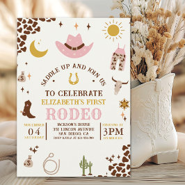 First Rodeo Birthday Girl, Fun Cowgirl Birthday  Inbjudningar