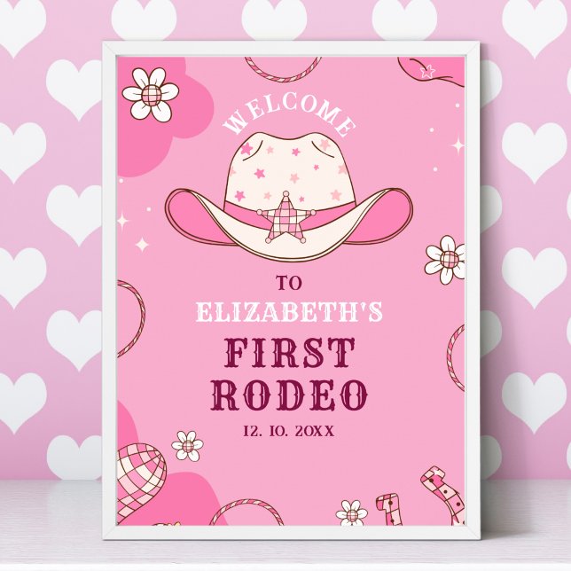 First Rodeo Birthday Girl Pink and white Poster (Skapare uppladdad)