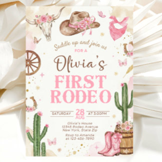 First Rodeo Birthday Invitation Girl Inbjudningar