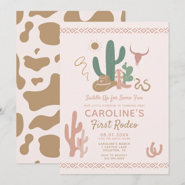 First Rodeo Birthday Invitation Inbjudningar (Fram/baksida)