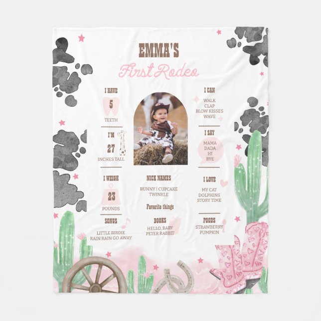 First Rodeo Boho Wild West Milestone Sign  Fleecefilt (Framsidan)