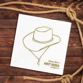 First Rodeo Brown Cowboy Hat Simple 1st Birthday Pappersservett
