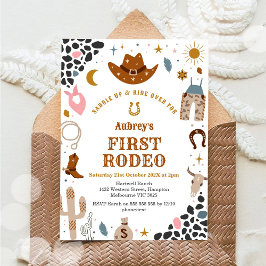First Rodeo Cowbow Western 1st Birthday Invitation Inbjudningar