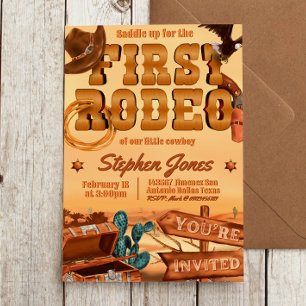 First Rodeo - Cowboy Birthday Inbjudningar