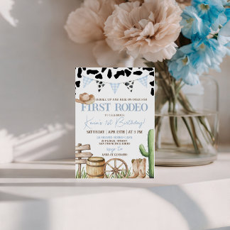 First Rodeo Cowboy Birthday Invitation Inbjudningar