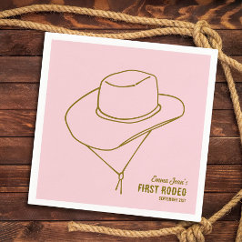 First Rodeo Cowboy Hat Pink 1st Birthday Pappersservett