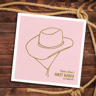 First Rodeo Cowboy Hat Pink 1st Birthday Pappersservett