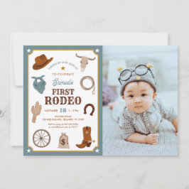 First Rodeo Cowboy Vilda western First Birthday Ph Inbjudningar