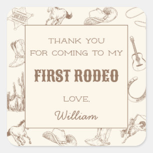 First Rodeo Cowboy Western Tack Märkre Sticker Fyrkantigt Klistermärke