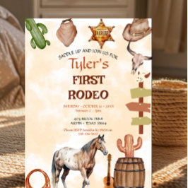First Rodeo Cowboy Wild West Western Boy Birthday Inbjudningar