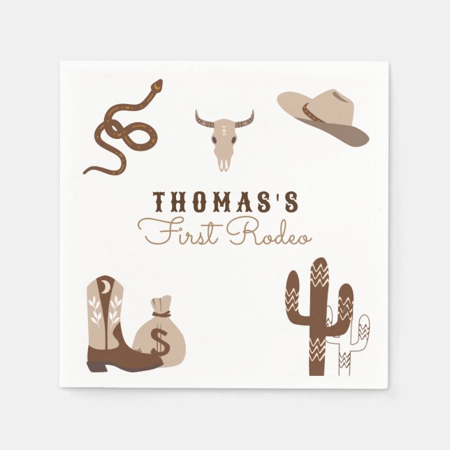 First Rodeo CowboyFödelsedagsfest Pappersservett (Framsidan)