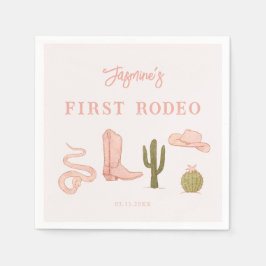 First Rodeo Cowgirl Födelsedagsfest Pappersservett