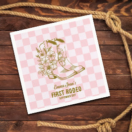 First Rodeo Floral Cowboy Boots 1st Birthday Pappersservett