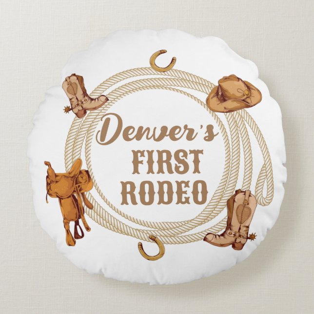 First Rodeo Födelsedagsfest Dekorativ kudde (Framsidan)