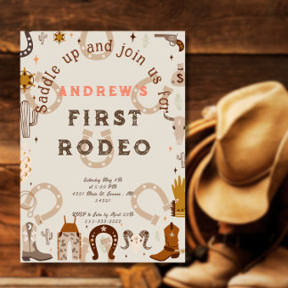 First Rodeo Horseshoe Mönster Land Magnetisk Inbjudningskort