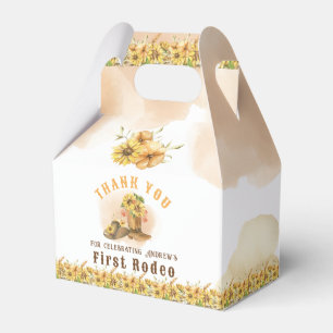 First Rodeo Neutralt Southern Cowboy Birthday Favo Presentaskar