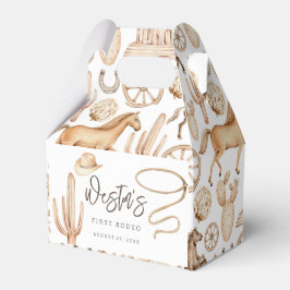 First Rodeo Neutralt Southern Cowboy Birthday Favo Presentaskar