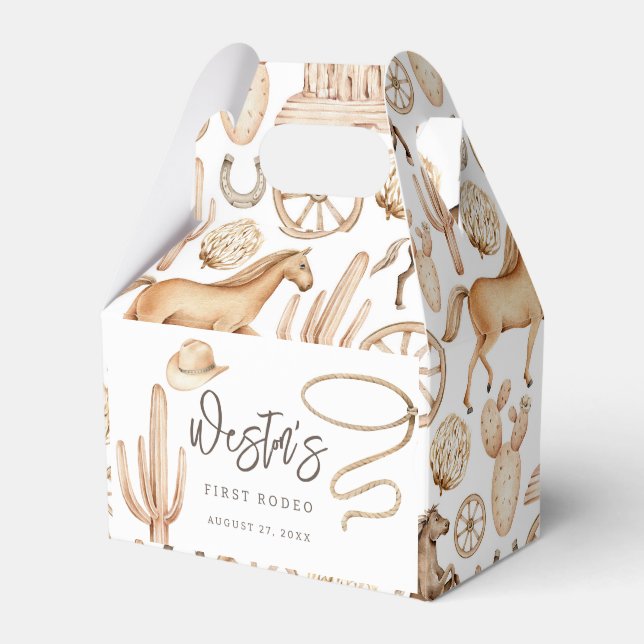 First Rodeo Neutralt Southern Cowboy Birthday Favo Presentaskar (Framsidan Sidan)