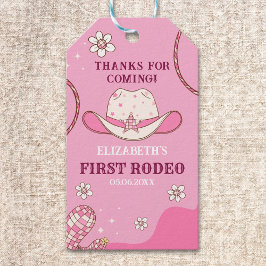 First Rodeo Party Girl in Pink and White Presentetikett