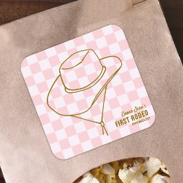 First Rodeo Pink Cowgirl 1st Birthday Sticker Fyrkantigt Klistermärke