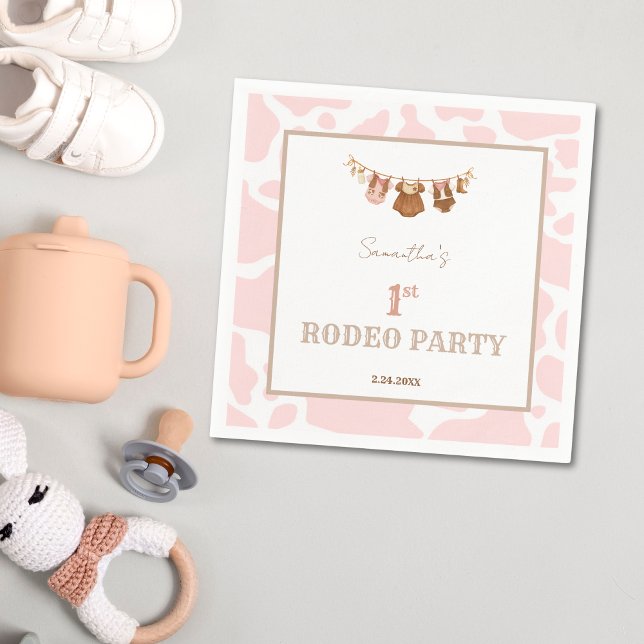 First Rodeo Pink Cowgirl Western Birthday Pappersservett (First Rodeo Cowgirl Birthday Party Napkin)