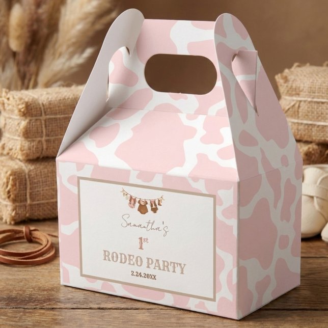 First Rodeo Pink Cowgirl Western Birthday Presentaskar (First Rodeo Pink Birthday Gift Box)