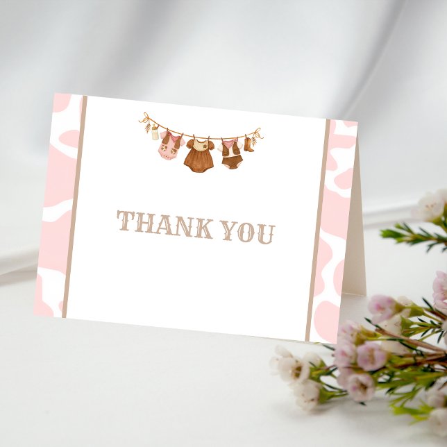 First Rodeo Pink Cowgirl Western Birthday Tack Kort (Cowgirl Birthday Thank you Card)