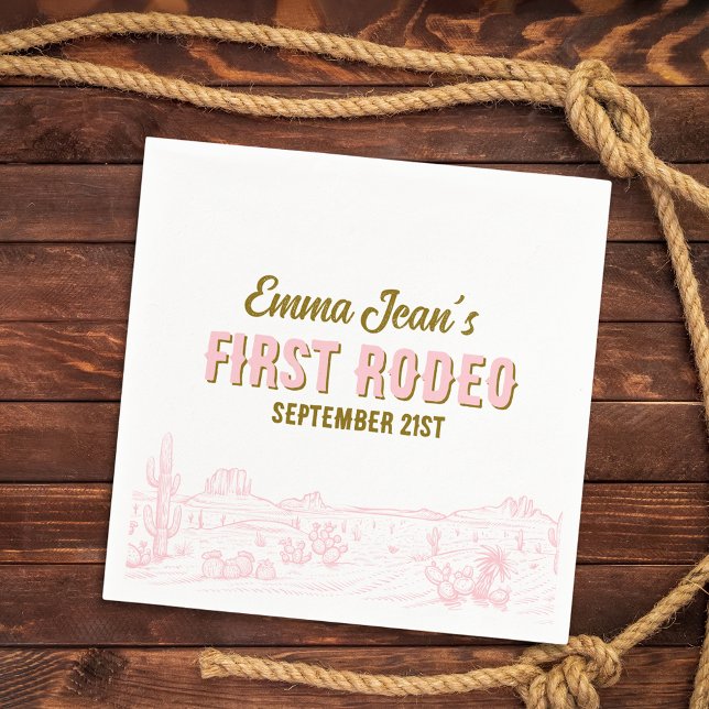 First Rodeo Pink Desert 1st Birthday Paper Napkin Pappersservett (First Rodeo Pink Desert 1st Birthday Paper Napkin
)