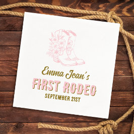 First Rodeo Pink Floral Cowboy Boots 1st Birthday Pappersservett