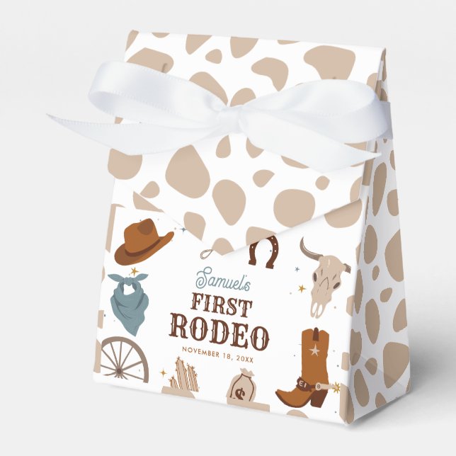 First Rodeo Vilda western Boy First Birthday Beige Presentaskar (Framsidan Sidan)