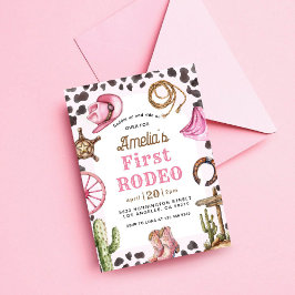 First Rodeo Vilda western Cowgirl Birthday Inbjudningar