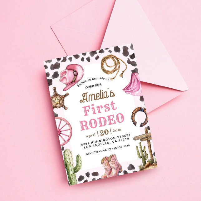 First Rodeo Vilda western Cowgirl Birthday Inbjudningar (Skapare uppladdad)