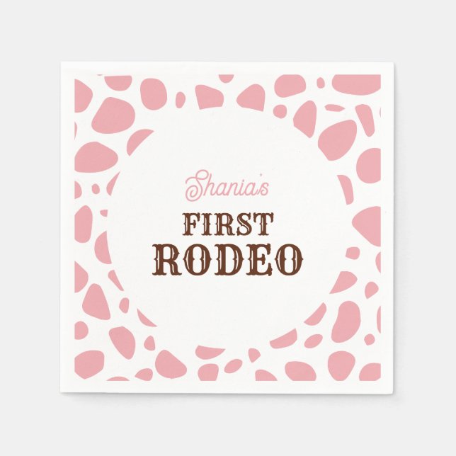 First Rodeo Vilda western Rosa Girl First Birthday Pappersservett (Framsidan)