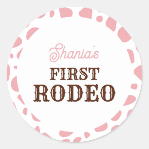 First Rodeo Vilda western Rosa Girl First Birthday Runt Klistermärke