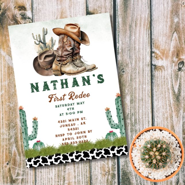First Rodeo Western Horse Cowboy Hat Cactus Inbjudningar (Skapare uppladdad)