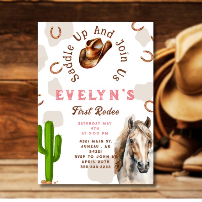 First Rodeo Western Horse Cowboy Hat Cactus Inbjudningar (Skapare uppladdad)