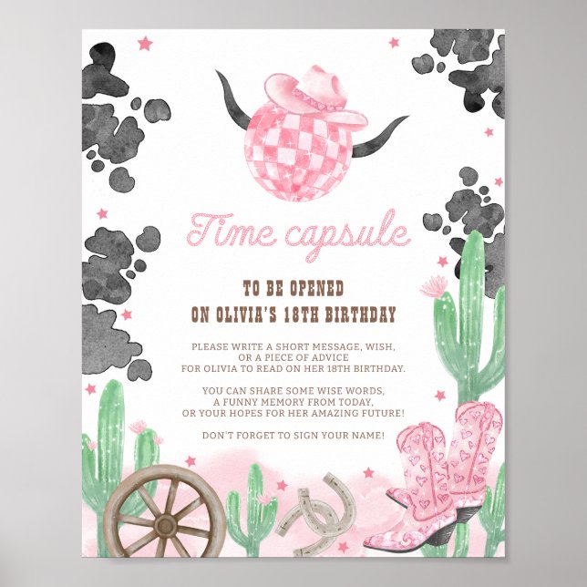 First Rodeo Wild West Boho Time Capsule Sign Poster (Framsidan)