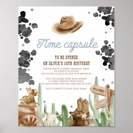 First Rodeo Wild West Rustic Time Capsule Sign Poster