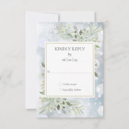 First Snöflingor Greenery Winter Wedding OSA Kort