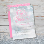 First Snowflakes Baby Shower / Sprinkle / Couples Inbjudningar<br><div class="desc">Gentle snowflakes fall across your baby shower,  sprinkle or couples shower details,  set in elegant pink and charcoal grey text on a magical winter background,  this chic invitation is ideal for your special event. Designed by Thisisnotme©</div>