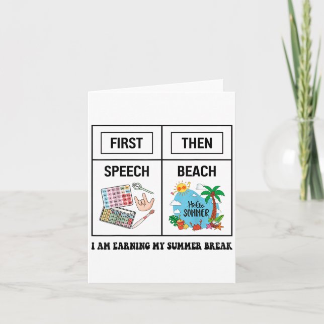 First Speech Then Beach Funny Speech Therapy Summe Kort (Framsida)