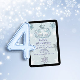 First Time Four-Ever Snowflake Birthday Invitation Inbjudningar