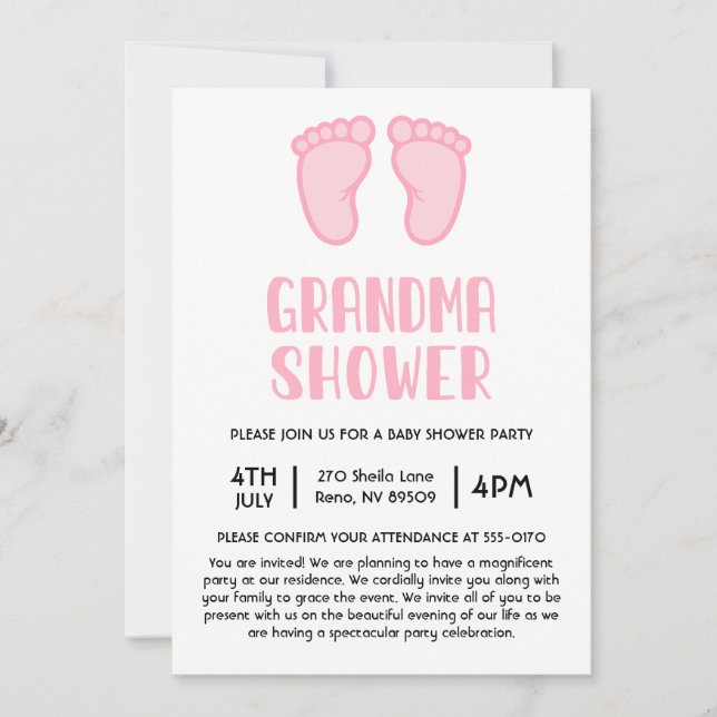 First Time Grandma Baby Shower Inbjudningar (Framsida)