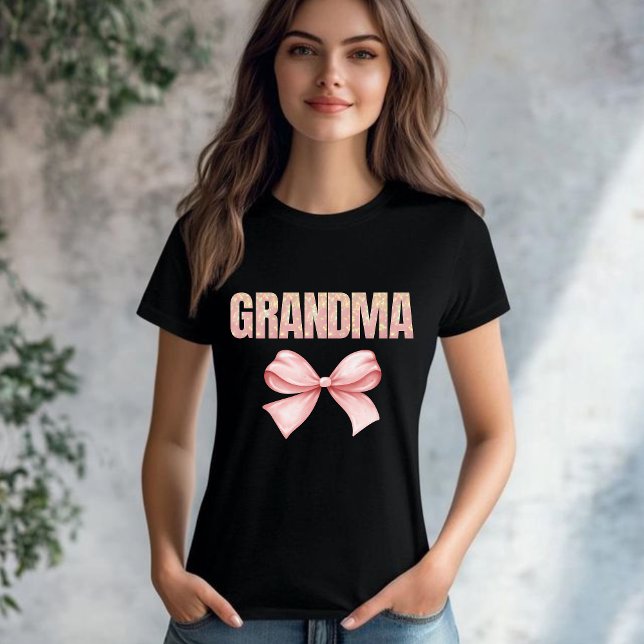 First Time Grandma Pink Ribbon Bow Nana T Shirt (Skapare uppladdad)