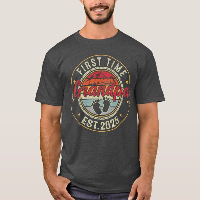First time Grandpa 2025 for Grandfather to be retr T Shirt (Framsida)